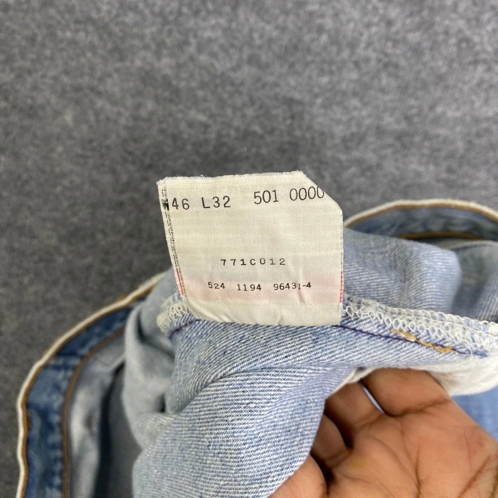 Vintage Levis 501xx Jeans Mens 46x32 Light Wash Distressed Made in USA